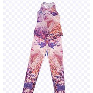 Android Jones & Vision Lab set of active leggings and tank top with ice fairy pr